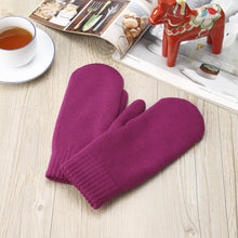 Load image into Gallery viewer, Winter Plush Fleece Lined Solid Knit Mittens