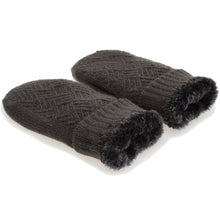 Load image into Gallery viewer, Winter Plush Fleece Lined Chevron Knit Mittens