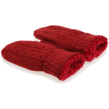 Load image into Gallery viewer, Winter Plush Fleece Lined Cable Knit Mitten