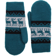 Load image into Gallery viewer, Winter Plush Fleece Lined Reindeer Knit Mittens