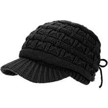 Load image into Gallery viewer, BYOS Women's Winter Fashion Cozy Fleece Lined Crochet Knit Newsboy Cabbie Cap Hat Visor