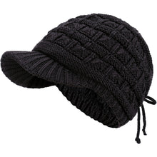 Load image into Gallery viewer, BYOS Women's Winter Fashion Cozy Fleece Lined Crochet Knit Newsboy Cabbie Cap Hat Visor