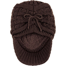 Load image into Gallery viewer, BYOS Women's Winter Fashion Cozy Fleece Lined Crochet Knit Newsboy Cabbie Cap Hat Visor