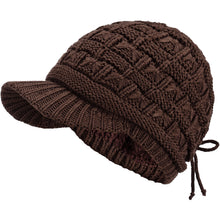 Load image into Gallery viewer, BYOS Women's Winter Fashion Cozy Fleece Lined Crochet Knit Newsboy Cabbie Cap Hat Visor