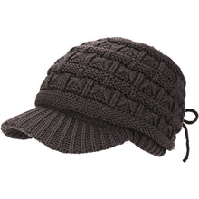 Load image into Gallery viewer, BYOS Women's Winter Fashion Cozy Fleece Lined Crochet Knit Newsboy Cabbie Cap Hat Visor