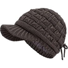 Load image into Gallery viewer, BYOS Women's Winter Fashion Cozy Fleece Lined Crochet Knit Newsboy Cabbie Cap Hat Visor