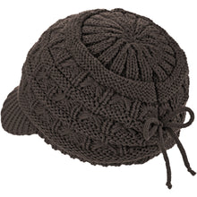 Load image into Gallery viewer, BYOS Women's Winter Fashion Cozy Fleece Lined Crochet Knit Newsboy Cabbie Cap Hat Visor