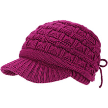 Load image into Gallery viewer, BYOS Women's Winter Fashion Cozy Fleece Lined Crochet Knit Newsboy Cabbie Cap Hat Visor