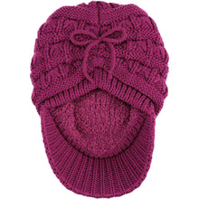 Load image into Gallery viewer, BYOS Women's Winter Fashion Cozy Fleece Lined Crochet Knit Newsboy Cabbie Cap Hat Visor