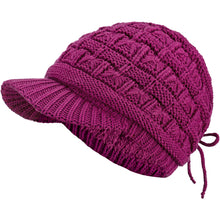Load image into Gallery viewer, BYOS Women's Winter Fashion Cozy Fleece Lined Crochet Knit Newsboy Cabbie Cap Hat Visor