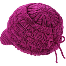 Load image into Gallery viewer, BYOS Women's Winter Fashion Cozy Fleece Lined Crochet Knit Newsboy Cabbie Cap Hat Visor