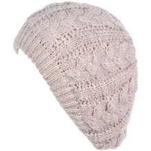 Load image into Gallery viewer, BYOS Women's Winter Cozy Cable Fleece Lined Knit Beret Hat