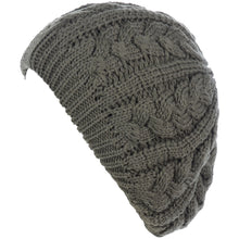 Load image into Gallery viewer, BYOS Women's Winter Cozy Cable Fleece Lined Knit Beret Hat