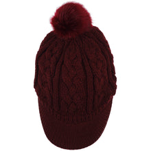 Load image into Gallery viewer, Women's Cable Ribbed Fleece Lined Newsboy Cabbie Cap