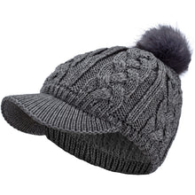 Load image into Gallery viewer, Women's Cable Ribbed Fleece Lined Newsboy Cabbie Cap