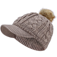 Load image into Gallery viewer, Women's Cable Ribbed Fleece Lined Newsboy Cabbie Cap