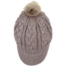 Load image into Gallery viewer, Women's Cable Ribbed Fleece Lined Newsboy Cabbie Cap
