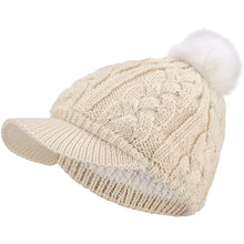 Load image into Gallery viewer, Women's Cable Ribbed Fleece Lined Newsboy Cabbie Cap