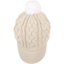 Load image into Gallery viewer, Women's Cable Ribbed Fleece Lined Newsboy Cabbie Cap
