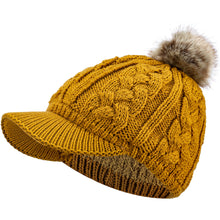 Load image into Gallery viewer, Women's Cable Ribbed Fleece Lined Newsboy Cabbie Cap