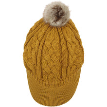 Load image into Gallery viewer, Women's Cable Ribbed Fleece Lined Newsboy Cabbie Cap