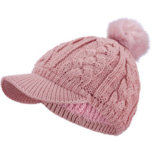 Load image into Gallery viewer, Women's Cable Ribbed Fleece Lined Newsboy Cabbie Cap