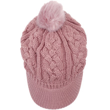 Load image into Gallery viewer, Women's Cable Ribbed Fleece Lined Newsboy Cabbie Cap