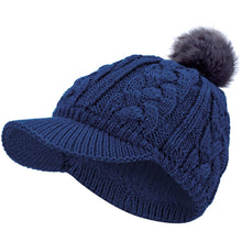 Load image into Gallery viewer, Women's Cable Ribbed Fleece Lined Newsboy Cabbie Cap