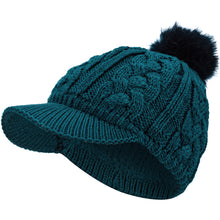 Load image into Gallery viewer, Women's Cable Ribbed Fleece Lined Newsboy Cabbie Cap
