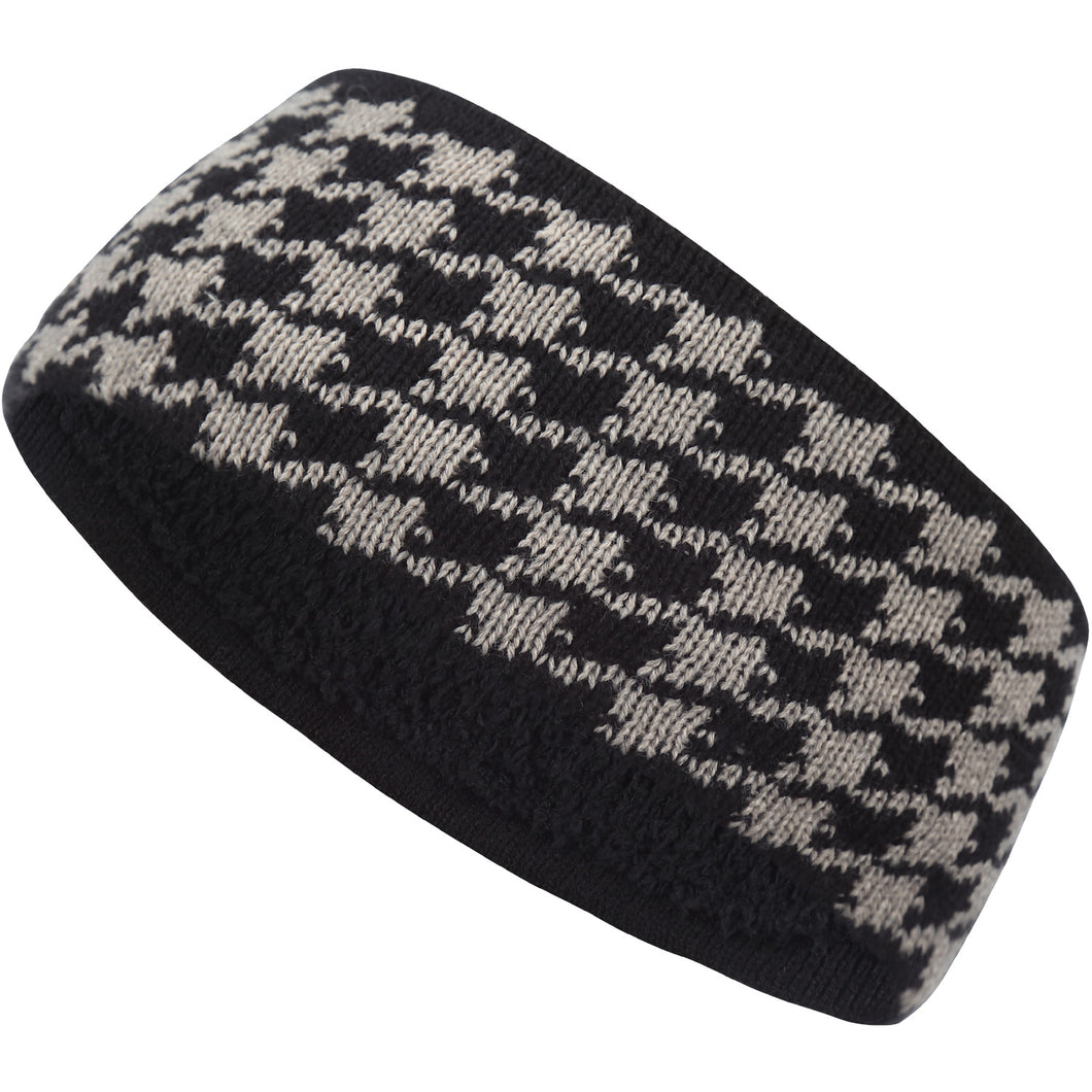 Fleece Lined  Houndstooth  Knit Headband