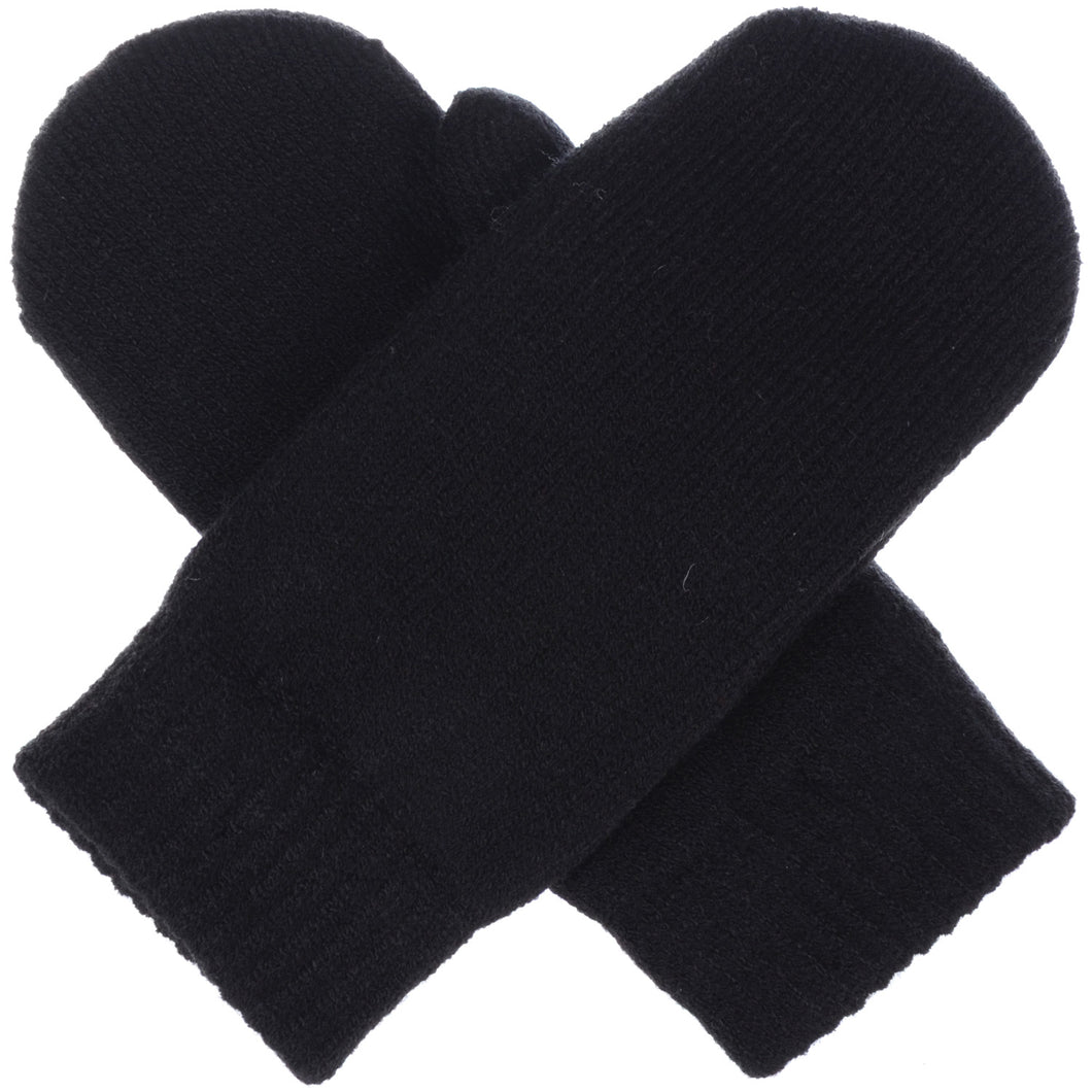 Winter Plush Fleece Lined Solid Knit Mittens