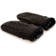 Load image into Gallery viewer, Winter Plush Fleece Lined Cable Knit Mitten
