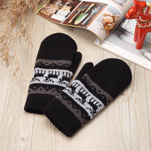 Load image into Gallery viewer, Winter Plush Fleece Lined  Reindeer Knit Mittens
