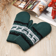 Load image into Gallery viewer, Winter Plush Fleece Lined  Reindeer Knit Mittens
