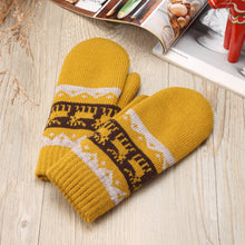 Load image into Gallery viewer, Winter Plush Fleece Lined  Reindeer Knit Mittens
