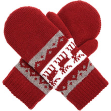 Load image into Gallery viewer, Winter Plush Fleece Lined  Reindeer Knit Mittens
