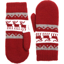 Load image into Gallery viewer, Winter Plush Fleece Lined  Reindeer Knit Mittens
