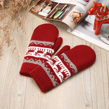 Load image into Gallery viewer, Winter Plush Fleece Lined  Reindeer Knit Mittens
