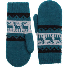 Load image into Gallery viewer, Winter Plush Fleece Lined  Reindeer Knit Mittens
