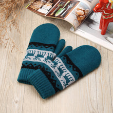 Load image into Gallery viewer, Winter Plush Fleece Lined  Reindeer Knit Mittens
