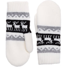 Load image into Gallery viewer, Winter Plush Fleece Lined  Reindeer Knit Mittens
