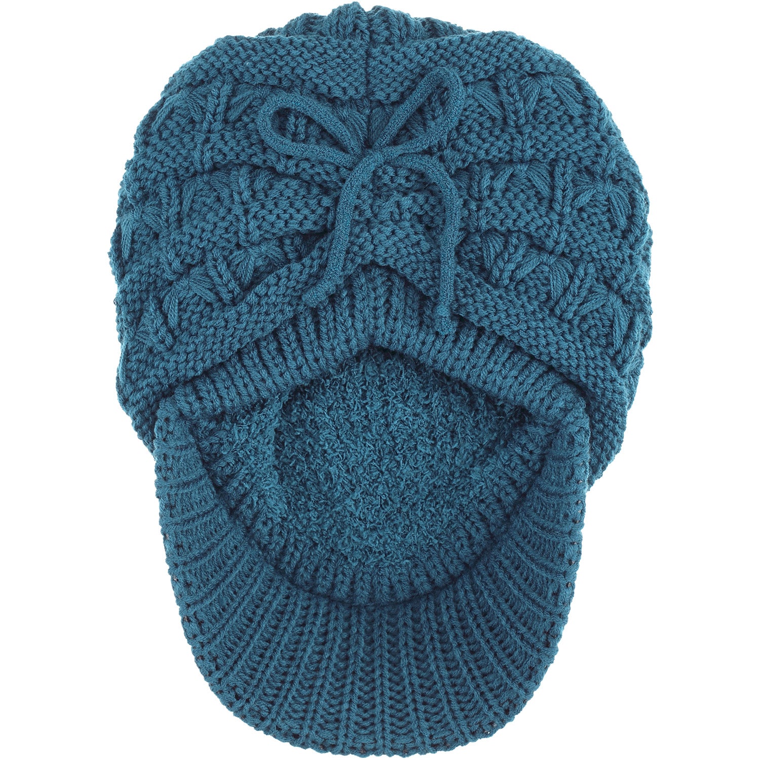 BYOS Winter Slouchy Beanie Hat - Fleece Lined Knit Hat With Ponytail Hole & Wooden Button