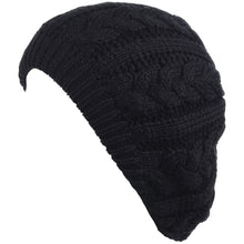 Load image into Gallery viewer, BYOS Women&#39;s Winter Cozy Cable Fleece Lined Knit Beret Hat
