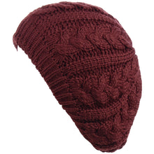 Load image into Gallery viewer, BYOS Women&#39;s Winter Cozy Cable Fleece Lined Knit Beret Hat
