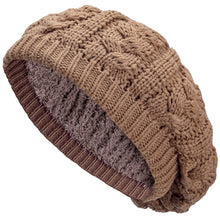 Load image into Gallery viewer, BYOS Women&#39;s Winter Cozy Cable Fleece Lined Knit Beret Hat
