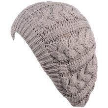 Load image into Gallery viewer, BYOS Women&#39;s Winter Cozy Cable Fleece Lined Knit Beret Hat
