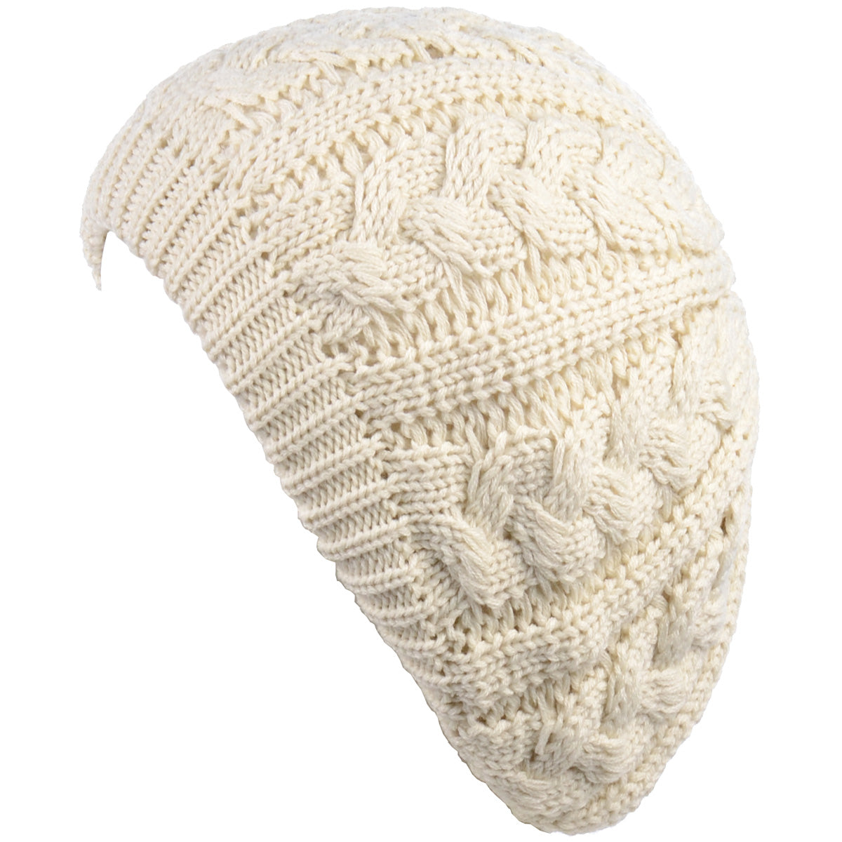 BYOS Women's Winter Cozy Cable Fleece Lined Knit Beret Hat