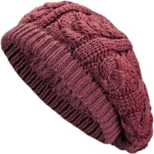 Load image into Gallery viewer, BYOS Women&#39;s Winter Cozy Cable Fleece Lined Knit Beret Hat
