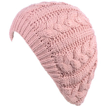 Load image into Gallery viewer, BYOS Women&#39;s Winter Cozy Cable Fleece Lined Knit Beret Hat
