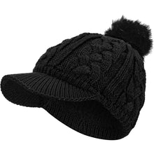 Load image into Gallery viewer, Women&#39;s Cable Ribbed Fleece Lined Newsboy Cabbie Cap
